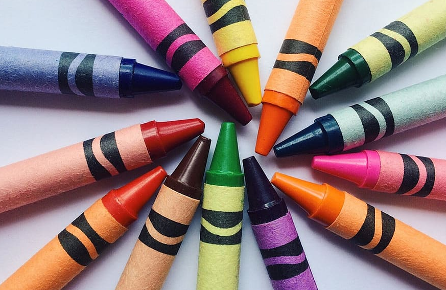 Several colourful crayons